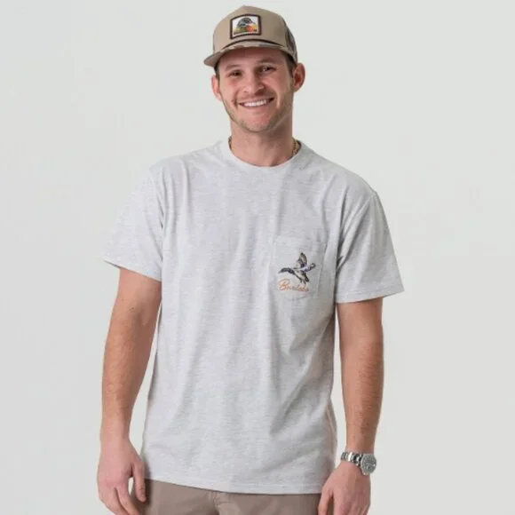 BURLEBO Pintail Triangle Diving Duck Short Sleeve Shirt in Ash Grey - Picture 3 of 4